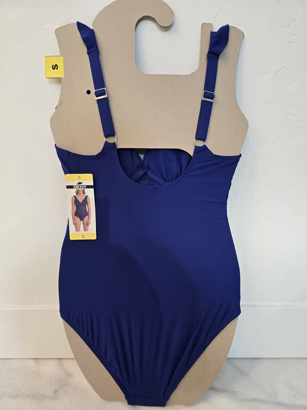 Dkny Classic Ruffle One-Piece Swimsuit in Royal Blue - Womens - Picture 2 of 2